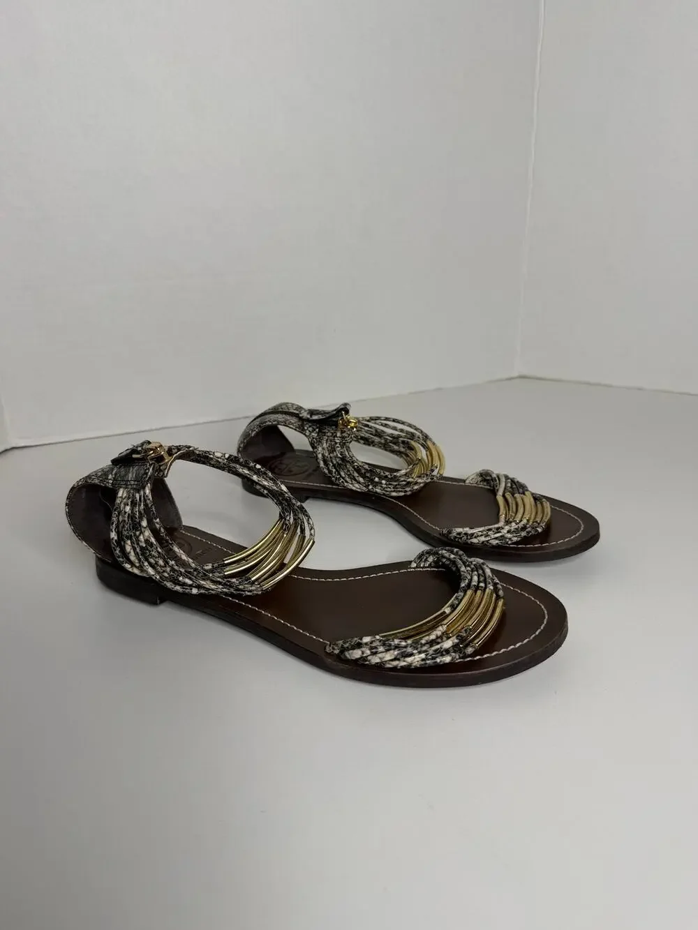 Tory Burch Snakeskin Gladiator Sandals Size 8 Womens